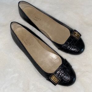 TALBOTS Gold Buckle Leather Flats